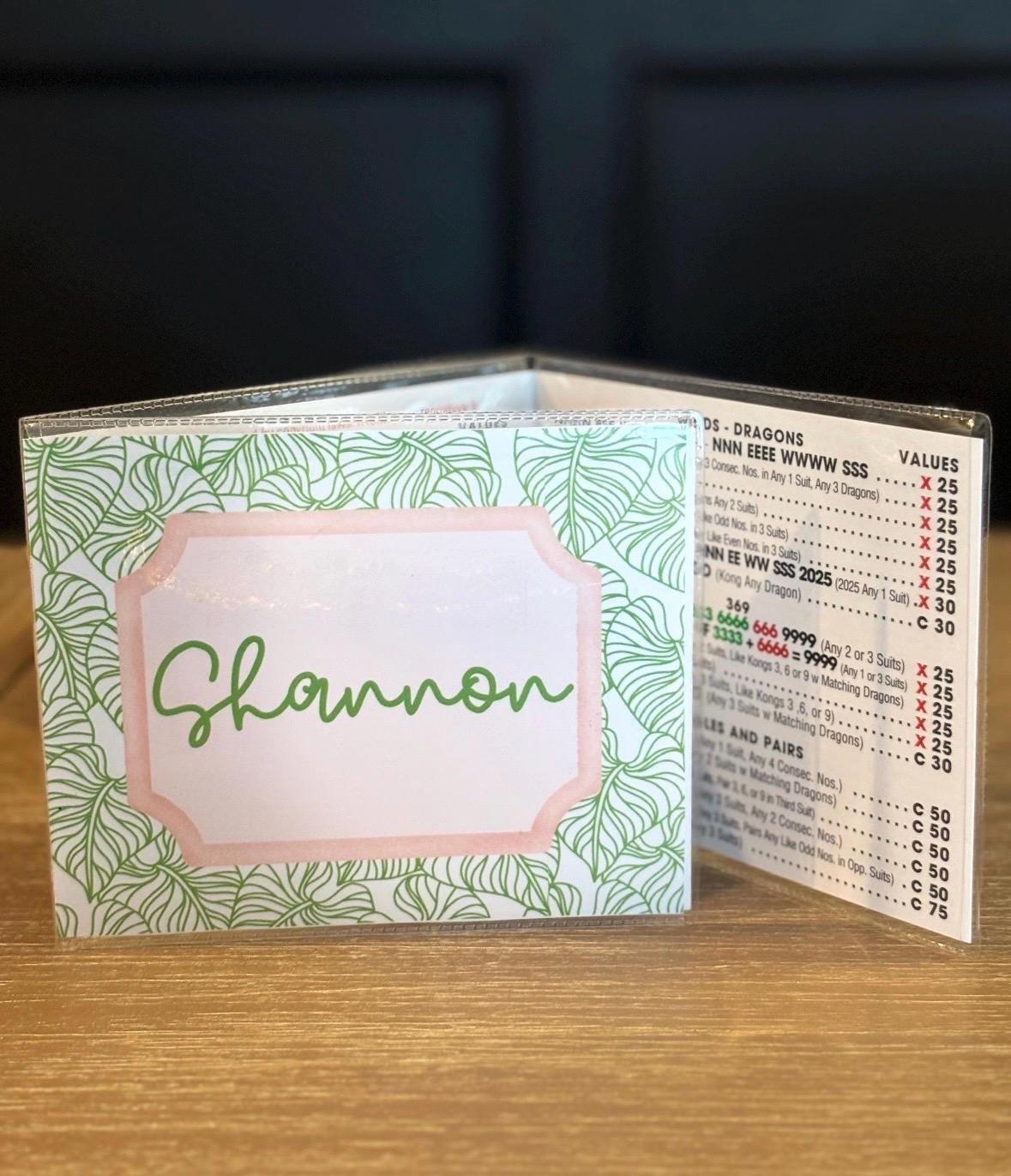 Personalized Mahjong Card Cover and Plastic Sleeve